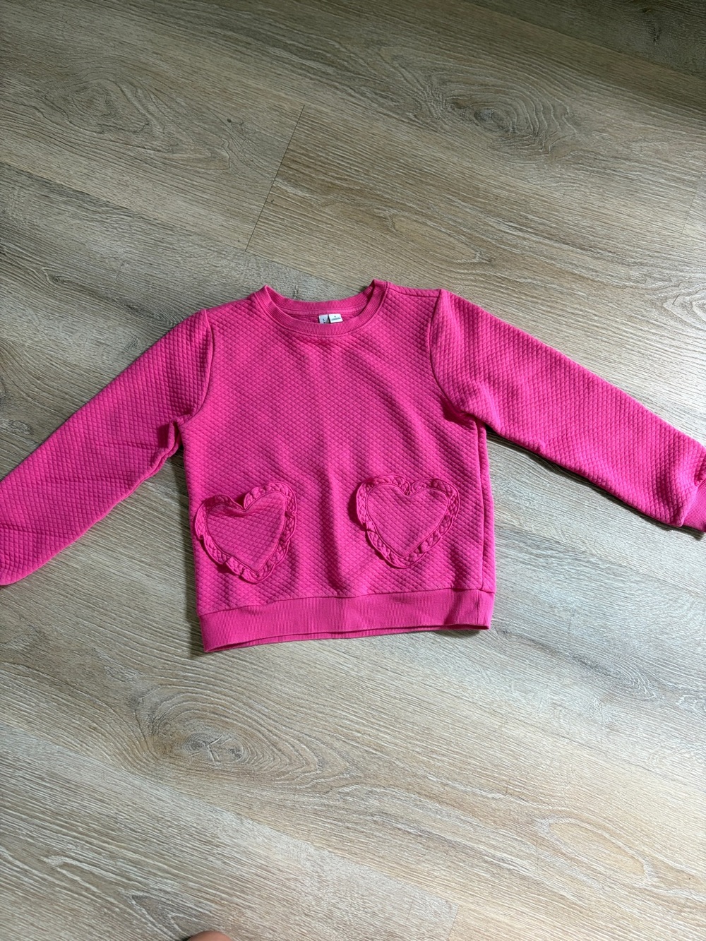 Janie & Jack Pink Heart Pocket Quilted Sweatshirt